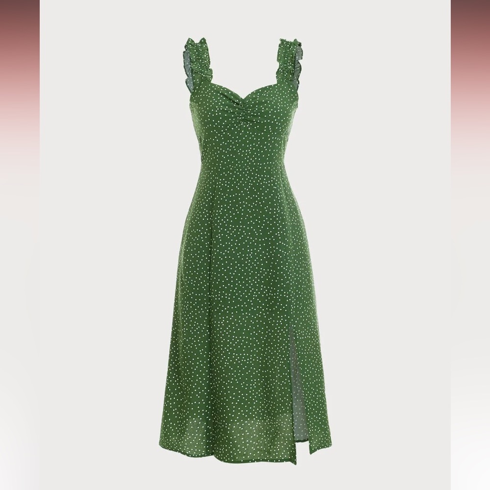 Green Dress with White Polka Dots size Large